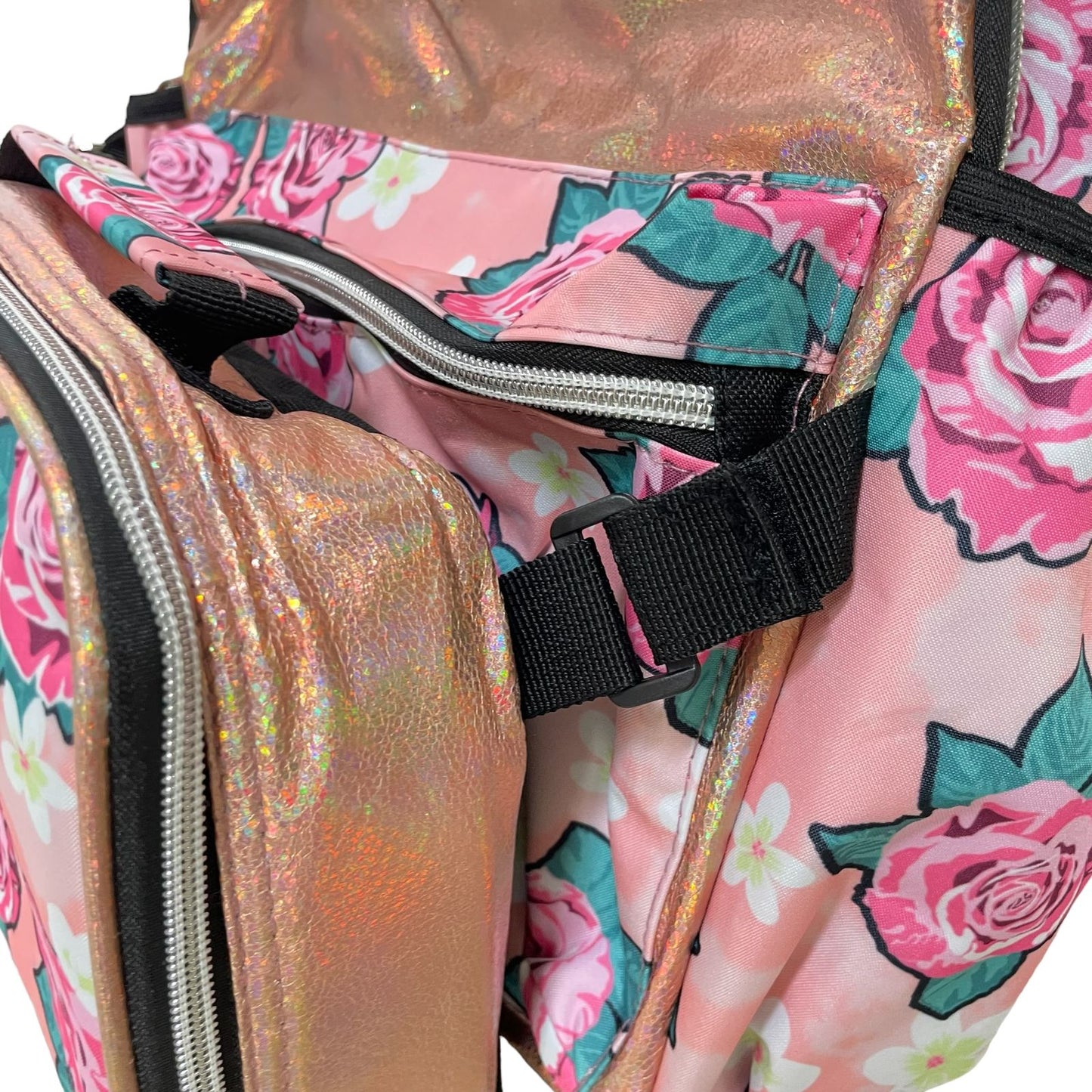 MOCHILA ROSA CON FLORES JUSTICE SPORT